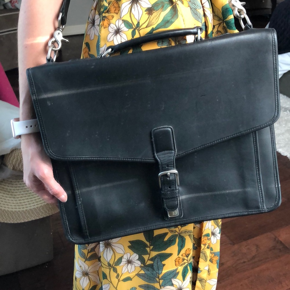 Coach Black Leather Briefcase